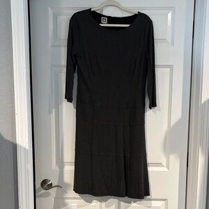 Anne Klein Charcoal Long Sleeve Dress